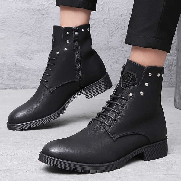 autumn and winter korean british men's martin boots high shoes fashion outdoor work leather, Black
autumn and winter korean british men's martin boots high shoes fashion outdoor work leather, Black