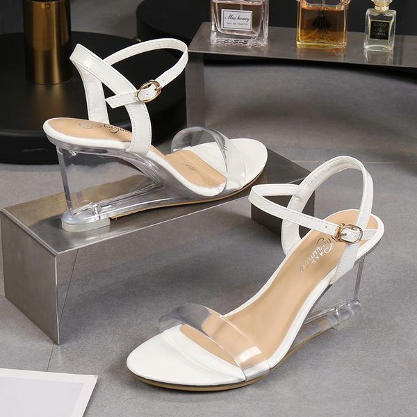 2021 summer women 8cm high heels crystal transparent sandals wedges slides lady fetish luxury design chunky gold white shoes, Black
2021 summer women 8cm high heels crystal transparent sandals wedges slides lady fetish luxury design chunky gold white shoes, Black