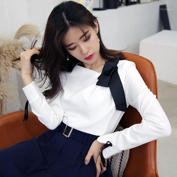 women's blouses & shirts white shirt womens blouse sweet asymmetrical oblique collar tie female blusas 2021 women clothes spring 19501
women's blouses & shirts white shirt womens blouse sweet asymmetrical oblique collar tie female blusas 2021 women clothes spring 19501