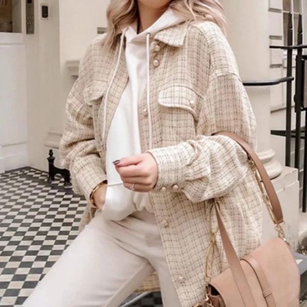 women's wool & blends fall winter retro jacket pearl buckle coarse woolen shirt coat clothes women 2021 street hipster style long sleev, Black
women's wool & blends fall winter retro jacket pearl buckle coarse woolen shirt coat clothes women 2021 street hipster style long sleev, Black