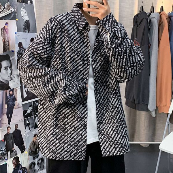 autumn letter printed long sleeve shirt young men's korean fashion design, White;black
autumn letter printed long sleeve shirt young men's korean fashion design, White;black