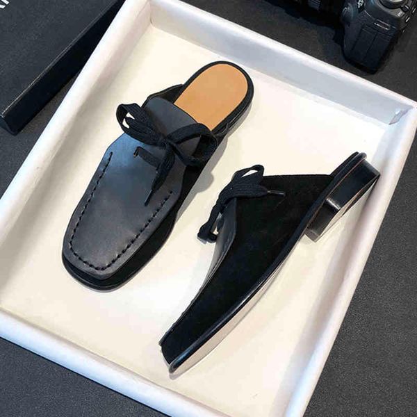 slippers sandals spring and summer 2021 new style square head baotou slippers women's half drag muller shoes leather flat bottom with b, Black
slippers sandals spring and summer 2021 new style square head baotou slippers women's half drag muller shoes leather flat bottom with b, Black
