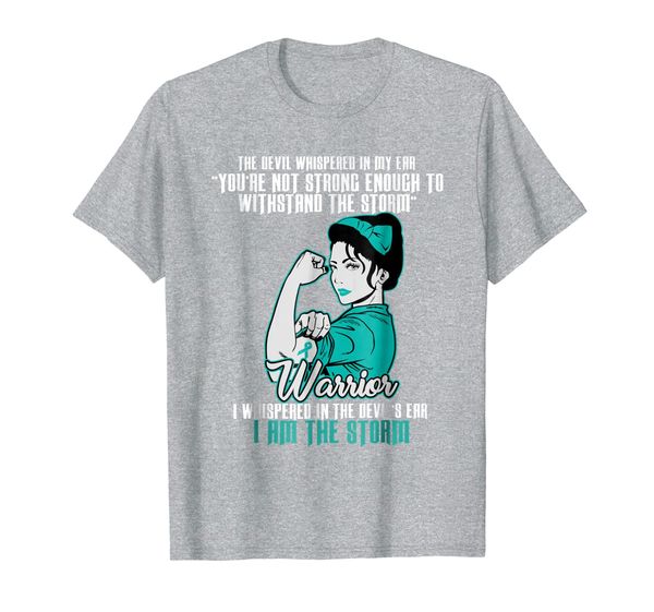 ovarian cancer warrior wife teal ribbon i am the storm shirt, White;black 
ovarian cancer warrior wife teal ribbon i am the storm shirt, White;black