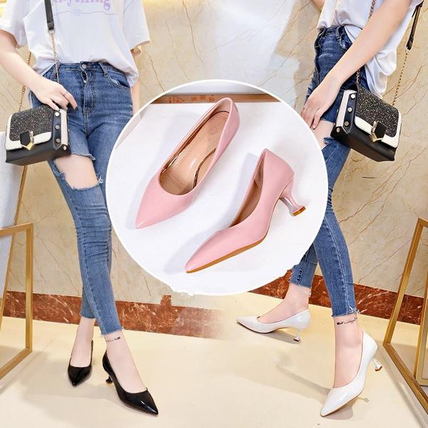 dress shoes womens 2021 korean wild shallow mouth pointed paint leather single thin heel high heels simple fashion work shoe, Black
dress shoes womens 2021 korean wild shallow mouth pointed paint leather single thin heel high heels simple fashion work shoe, Black