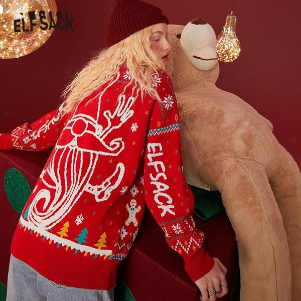 elfsack red christmas jacquard women knit pullover sweaters,2021 winter elf vintage full sleeve,casual ladies daily graphic top, White;black
elfsack red christmas jacquard women knit pullover sweaters,2021 winter elf vintage full sleeve,casual ladies daily graphic top, White;black