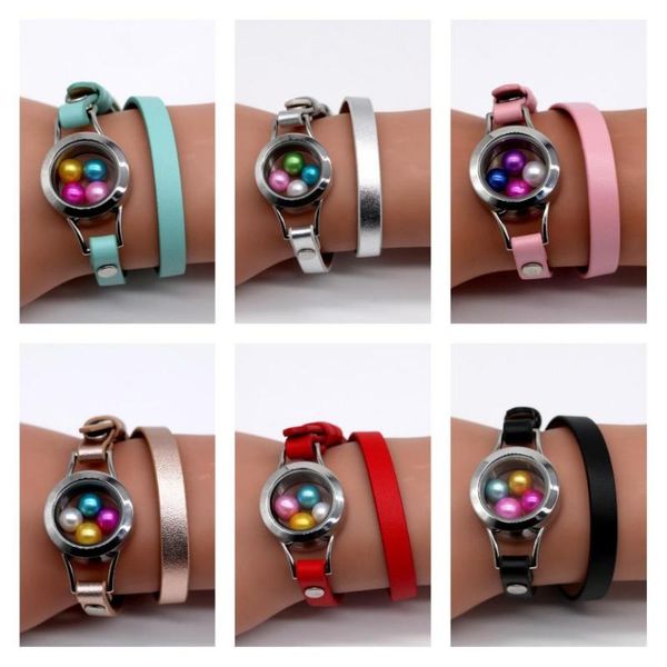 tennis est waterproof locket leather bracelets 25mm stainless steel round and wrap real bracelet 7 colors available, Golden;silver
tennis est waterproof locket leather bracelets 25mm stainless steel round and wrap real bracelet 7 colors available, Golden;silver