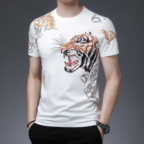 tiger print summer fashion round neck short sleeve men's casual loose pullover bottomed t-shirt, White;black
tiger print summer fashion round neck short sleeve men's casual loose pullover bottomed t-shirt, White;black