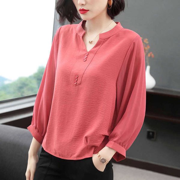 women spring summer style chiffon blouses shirts lady casual half lantern sleeve v-neck ruffles decor blusas df3734 210609, White
women spring summer style chiffon blouses shirts lady casual half lantern sleeve v-neck ruffles decor blusas df3734 210609, White