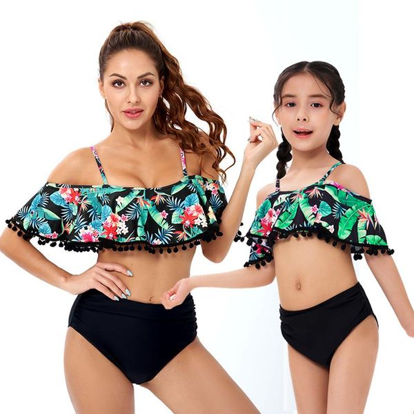 women's swimwear female swimsuit one piece mother daughter 2021 family matching bathing suit ruffle leopard women kids, White;black
women's swimwear female swimsuit one piece mother daughter 2021 family matching bathing suit ruffle leopard women kids, White;black