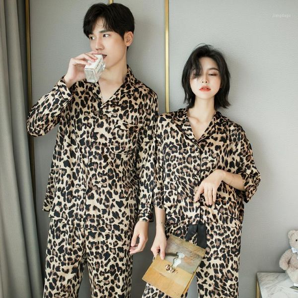 men's sleepwear leopard couple pajamas set faux silk 2pcs casual loungewear lovers pijamas suit elastic waist trousers, Black;brown
men's sleepwear leopard couple pajamas set faux silk 2pcs casual loungewear lovers pijamas suit elastic waist trousers, Black;brown
