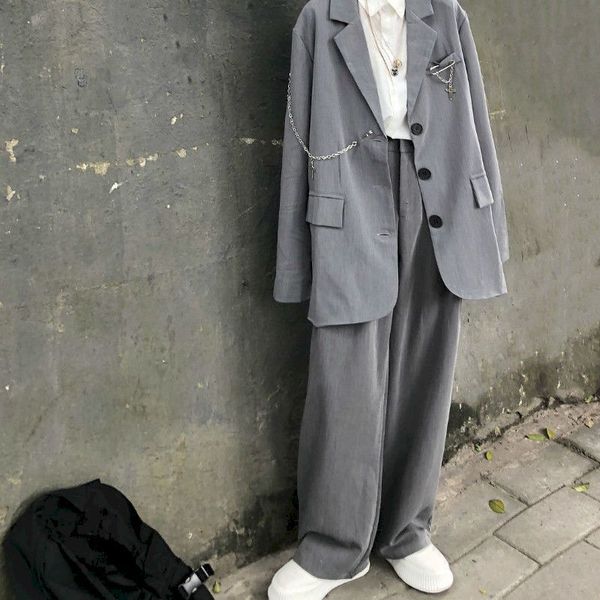 women's tracksuits spring autumn 2 pieces define women's small british blazer long-sleeved -long shirt-leg casual pants qubb, Gray
women's tracksuits spring autumn 2 pieces define women's small british blazer long-sleeved -long shirt-leg casual pants qubb, Gray