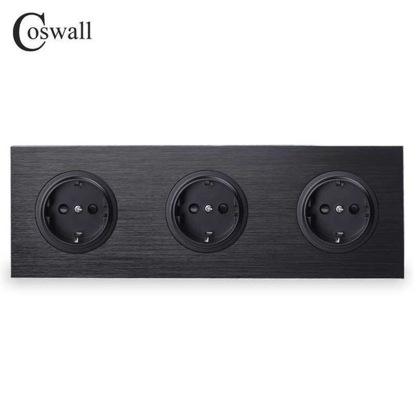 coswall luxurious black / silver grey aluminum metal panel triple eu russia wall socket grounded with children protective door
coswall luxurious black / silver grey aluminum metal panel triple eu russia wall socket grounded with children protective door