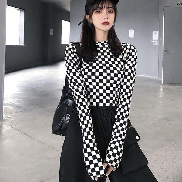 women's t-shirt korean slim stretch small plaid bottom shirt spring autumn women black and white long sleeve
women's t-shirt korean slim stretch small plaid bottom shirt spring autumn women black and white long sleeve