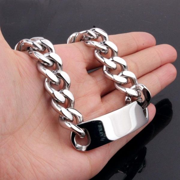 link, chain 15mm heavy polished gold silver color 316l stainless steel punk rock curb cuban bracelet bangle cuff, Black
link, chain 15mm heavy polished gold silver color 316l stainless steel punk rock curb cuban bracelet bangle cuff, Black