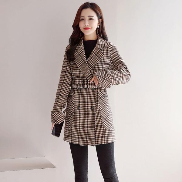 women's wool & blends spring autumn loose woolen coat female korean women casual thick temperament plaid outwear e302, Black
women's wool & blends spring autumn loose woolen coat female korean women casual thick temperament plaid outwear e302, Black