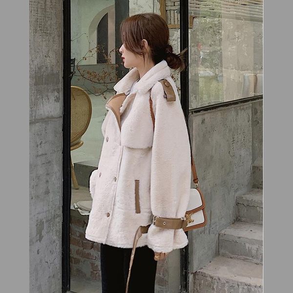 women's wool & blends lamb for autumn and winter 2021 puffer jacket loose versatile one-piece warm coat with thickened fur women, Black
women's wool & blends lamb for autumn and winter 2021 puffer jacket loose versatile one-piece warm coat with thickened fur women, Black