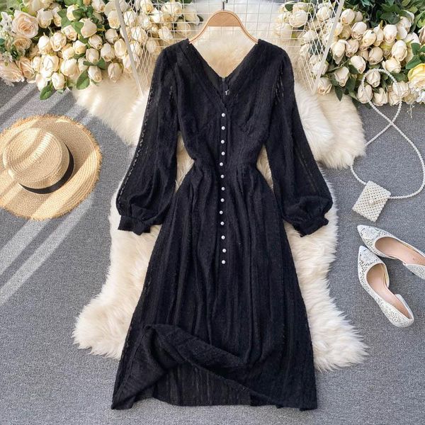 casual dresses lace long-sleeved mid-length dress women's autumn and winter style v-neck button-breasted slim elegant, Black;gray
casual dresses lace long-sleeved mid-length dress women's autumn and winter style v-neck button-breasted slim elegant, Black;gray