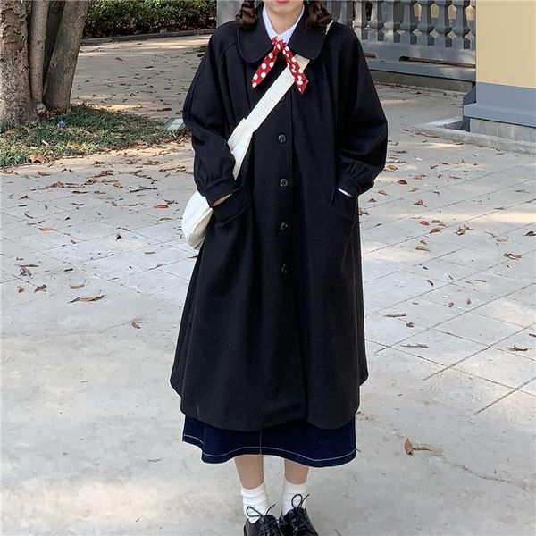 women's wool & blends preppy style korean winter sweet coat kawaii turn-down collar full sleeve single-breasted loose straight black lo
women's wool & blends preppy style korean winter sweet coat kawaii turn-down collar full sleeve single-breasted loose straight black lo