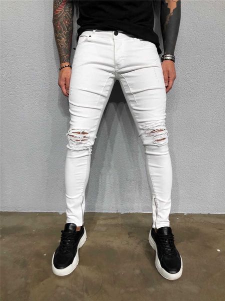 men's jeans mens luxury designer white demin hole distrressed long pencil pants zipper male casual clothes 13q1, Blue
men's jeans mens luxury designer white demin hole distrressed long pencil pants zipper male casual clothes 13q1, Blue
