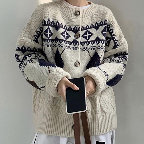 women's knits & tees jacquard knitted cardigan lazy sweater women wear 2021 korean loose coat outside spring and autumn, White
women's knits & tees jacquard knitted cardigan lazy sweater women wear 2021 korean loose coat outside spring and autumn, White