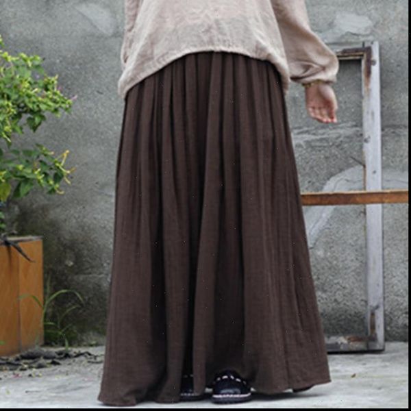 2020 women new cotton linen elastice waist floor length autumn pleated solid button casual long skirts, Black
2020 women new cotton linen elastice waist floor length autumn pleated solid button casual long skirts, Black