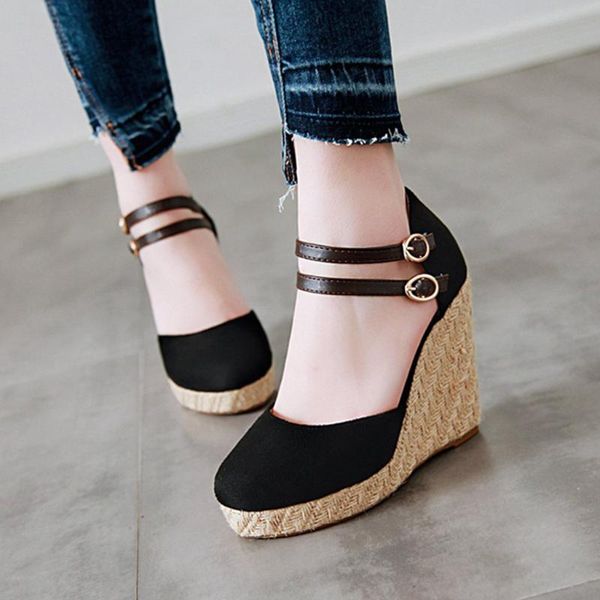 new designer flock round-toed sandals roman sandals breathable wedges high heels platform shoes elegant woman shoes 35-43, Black
new designer flock round-toed sandals roman sandals breathable wedges high heels platform shoes elegant woman shoes 35-43, Black