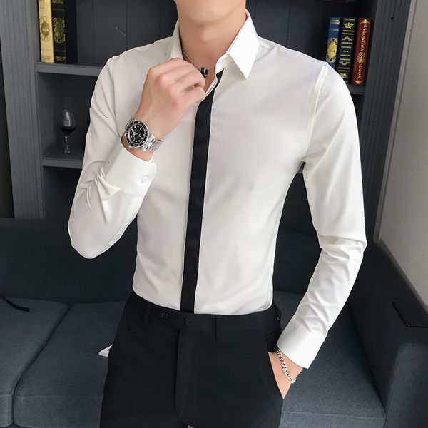 mode casual ribbon decoration white shirts for men's clothes 2021 long sleeve simple all fine games formal business adjustment wear blo, White;black
mode casual ribbon decoration white shirts for men's clothes 2021 long sleeve simple all fine games formal business adjustment wear blo, White;black