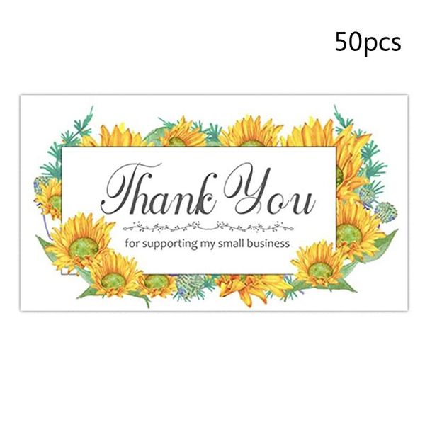 gift wrap sunflower thank you business cards sticker adhesive labels roll customer appreciation small package insert