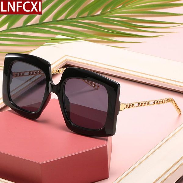 sunglasses lnfcxi square oversized gradient women brand designer vintage metal chain eyewear black men sun glasses shades uv400, White;black
sunglasses lnfcxi square oversized gradient women brand designer vintage metal chain eyewear black men sun glasses shades uv400, White;black