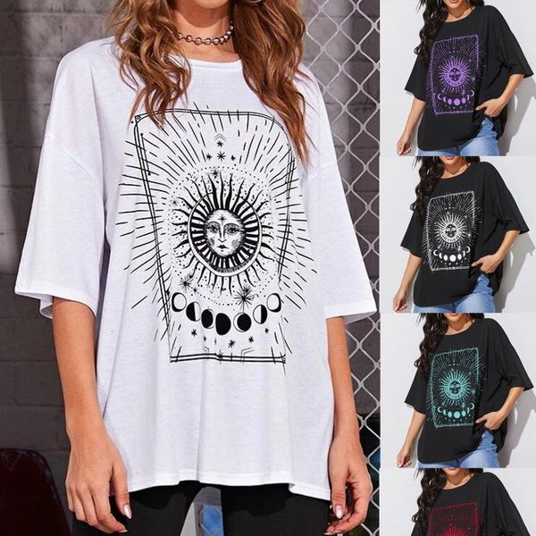 women's t-shirt sun moon graphic print casual fashion tshirt khaki loose o-neck half sleeve stretchy tees summer home #g3, White
women's t-shirt sun moon graphic print casual fashion tshirt khaki loose o-neck half sleeve stretchy tees summer home #g3, White