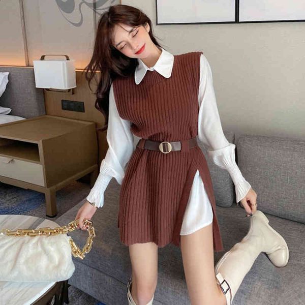 women's polos korean design short ladies white shirts + sleeveless waistcoat sweater vest 2 midi ensemble with belt
women's polos korean design short ladies white shirts + sleeveless waistcoat sweater vest 2 midi ensemble with belt