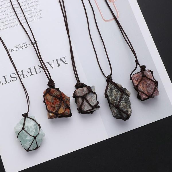 pendant necklaces 1pc braid net pocket reiki healing stone raw crystal quartz necklace natural mineral fluorite labradorite hangings gift, Silver
pendant necklaces 1pc braid net pocket reiki healing stone raw crystal quartz necklace natural mineral fluorite labradorite hangings gift, Silver