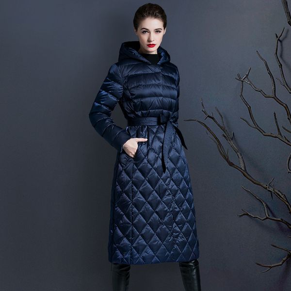 down jacket women's hoodie medium long 2021 winter style korean knee thick warm white duck, Black
down jacket women's hoodie medium long 2021 winter style korean knee thick warm white duck, Black