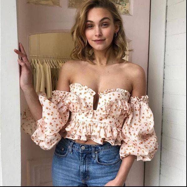 2021 summer print slash neck women bodice off the shoulder long sleeve blouse drop shipping, White
2021 summer print slash neck women bodice off the shoulder long sleeve blouse drop shipping, White