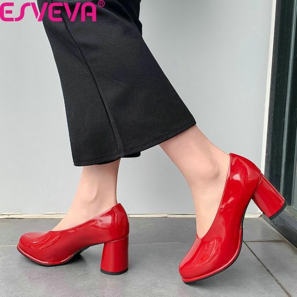 dress shoes esveva 2021 round toe square heel shallow casual women single fashion pu patent leather slip on pumps big size 34-43, Black
dress shoes esveva 2021 round toe square heel shallow casual women single fashion pu patent leather slip on pumps big size 34-43, Black