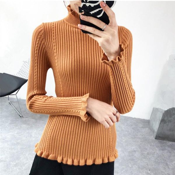 women's sweaters sweater korean stretch knitted pullover s-xl ruffles half turtle-neck slim solid sueter mujer long sleeves pull femme, White;black
women's sweaters sweater korean stretch knitted pullover s-xl ruffles half turtle-neck slim solid sueter mujer long sleeves pull femme, White;black