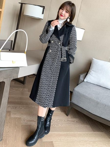 contrasting letters suit collar with belt mid-length trench coat jacket women's autumn winter new style plus sizes large size, White
contrasting letters suit collar with belt mid-length trench coat jacket women's autumn winter new style plus sizes large size, White