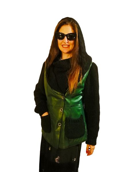 women's leather & faux jacket for women with wool knitting regular fit, Black
women's leather & faux jacket for women with wool knitting regular fit, Black