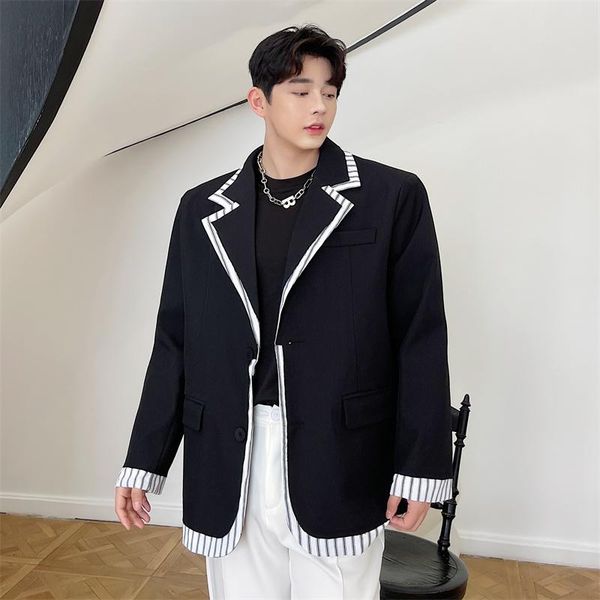 men's suits & blazers suit coat spring and autumn korean version splicing color design fashion trend leisure loose large size, White;black
men's suits & blazers suit coat spring and autumn korean version splicing color design fashion trend leisure loose large size, White;black