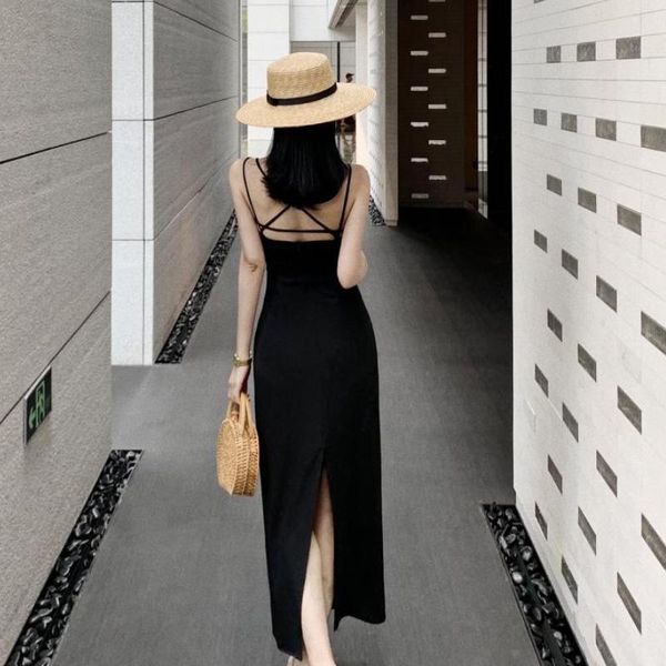 casual dresses summer elegant green strap dress women solid color backless crossover design bodycon vintage robe lady vestidos, Black;gray
casual dresses summer elegant green strap dress women solid color backless crossover design bodycon vintage robe lady vestidos, Black;gray