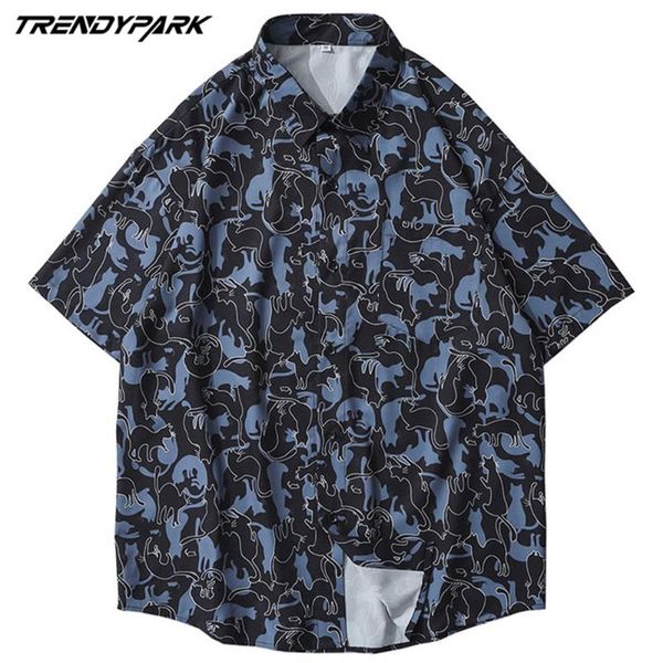 men's casual shirts 2021 summer short sleeve lucky black cats print oversize single-breasted turn-down collar shirt, White;black
men's casual shirts 2021 summer short sleeve lucky black cats print oversize single-breasted turn-down collar shirt, White;black