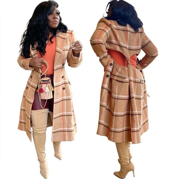 women's wool & blends jacket autumn and winter fashion all-match checkered cardigan back hollow woolen fleece, Black
women's wool & blends jacket autumn and winter fashion all-match checkered cardigan back hollow woolen fleece, Black
