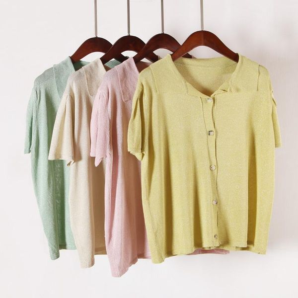 women's blouses & shirts 2021 summer autumn turn-down collar short sleeve knitted women single breasted solid color thin office lady, White
women's blouses & shirts 2021 summer autumn turn-down collar short sleeve knitted women single breasted solid color thin office lady, White