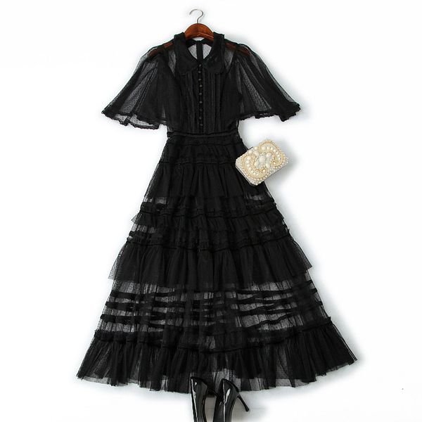 2021 new black lace mesh patchwork long women summer elegant ruffles pleated maxi 11ry, Black;gray
2021 new black lace mesh patchwork long women summer elegant ruffles pleated maxi 11ry, Black;gray