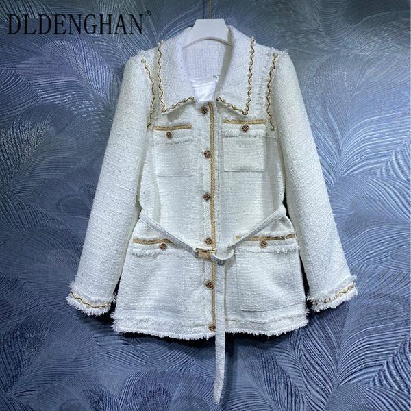 women's jackets dldenghan fashion runway designer autumn tweed jacket women beading long sleeve sashes casual overcoat, Black;brown
women's jackets dldenghan fashion runway designer autumn tweed jacket women beading long sleeve sashes casual overcoat, Black;brown