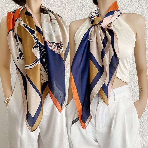 2021 new shawl silk 90cm large square scarf women's spring and thin shirt suit versatile strapless fashion scarf, Blue;gray
2021 new shawl silk 90cm large square scarf women's spring and thin shirt suit versatile strapless fashion scarf, Blue;gray