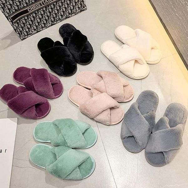 slippers women home furry cross faux fur ins fashion warm soft shoes indoor cotton thickened leak-toe slides, Black
slippers women home furry cross faux fur ins fashion warm soft shoes indoor cotton thickened leak-toe slides, Black