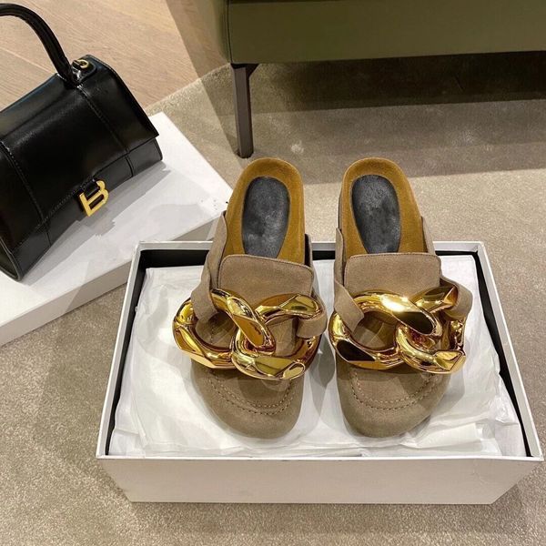 early spring 2021 jw metal chain baotou half slippers women's round head lazy shoes flat bottom leather, Black
early spring 2021 jw metal chain baotou half slippers women's round head lazy shoes flat bottom leather, Black