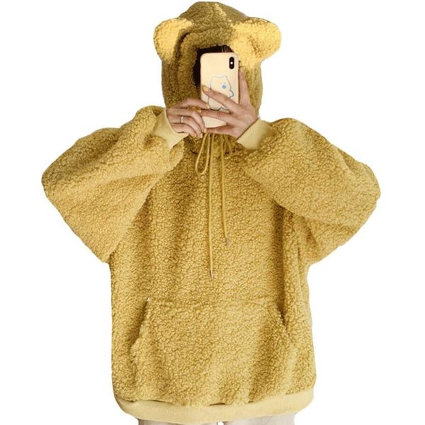 women's hoodies & sweatshirts autumn winter coat thick yellow loose lamb wool bear ears hoodie women sweatshirt long sleeve pullover, Black
women's hoodies & sweatshirts autumn winter coat thick yellow loose lamb wool bear ears hoodie women sweatshirt long sleeve pullover, Black