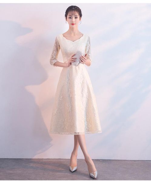 champagne v-neck women a-line dresses elegant half sleeve lace floral bridesmaid wedding party gown mid-length prom skirt, Red
champagne v-neck women a-line dresses elegant half sleeve lace floral bridesmaid wedding party gown mid-length prom skirt, Red